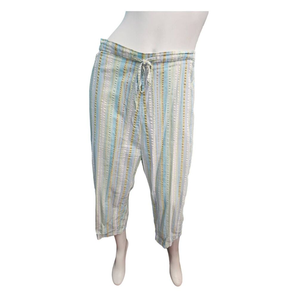 Premier International Blue Striped Capri Pants Plus Size XL
